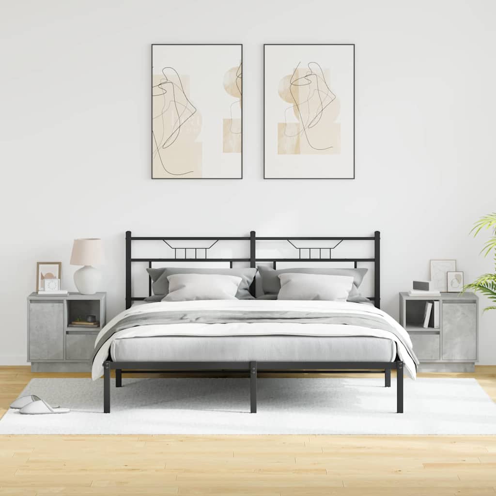 Bedside Cabinet with 2 pcs Concrete grey 50 x 34.5 x 50 cm